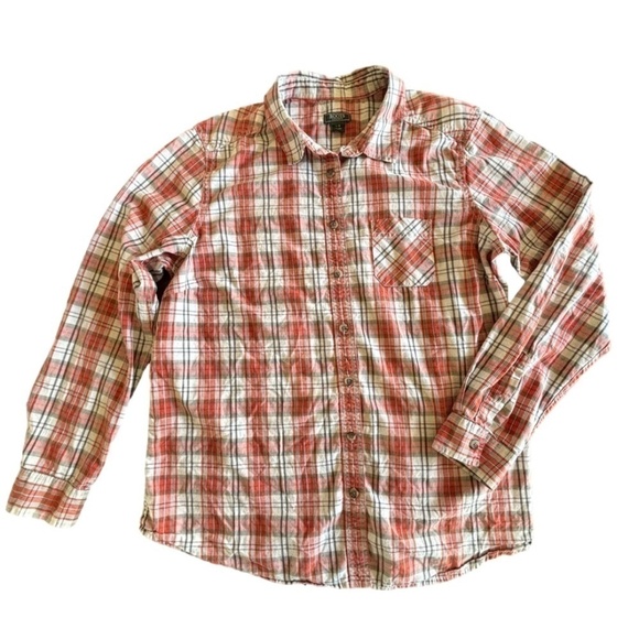 Roots ladies plaid button down cotton long sleeve shirt size L - Picture 3 of 10